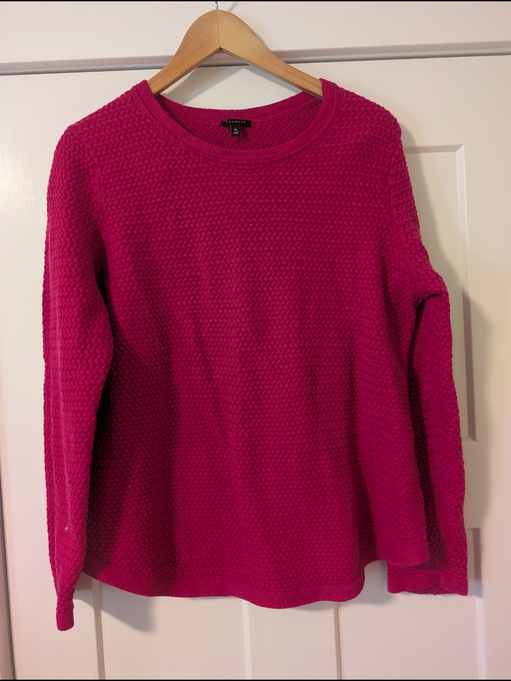 Talbots Pink Textured Knit Sweater Women's XL Crewneck Cotton Blend